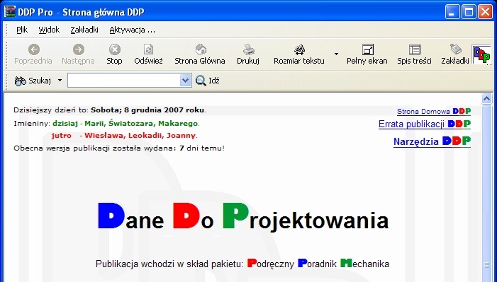 Widok części okna publikacji