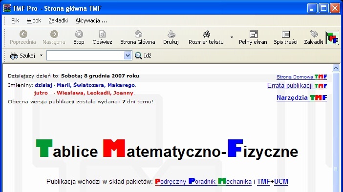 Widok części okna publikacji